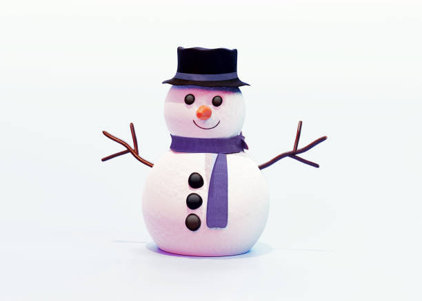 istock 3D render of a snowman on a white background 1430458733