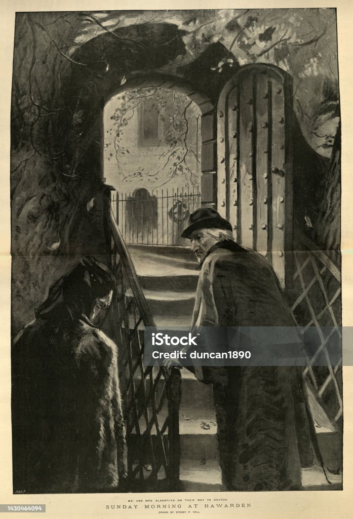 Ilustración de Domingo Por La Mañana En Hawarden William Ewart Gladstone Y Su Esposa Yendo A La Iglesia 1890s 19th Century y más Vectores Libres de Derechos de Gales - iStock Ilustración de Domingo Por La Mañana En Hawarden William Ewart Gladstone Y Su Esposa Yendo A La Iglesia 1890s 19th Century y más Vectores Libres de Derechos de Gales - iStock