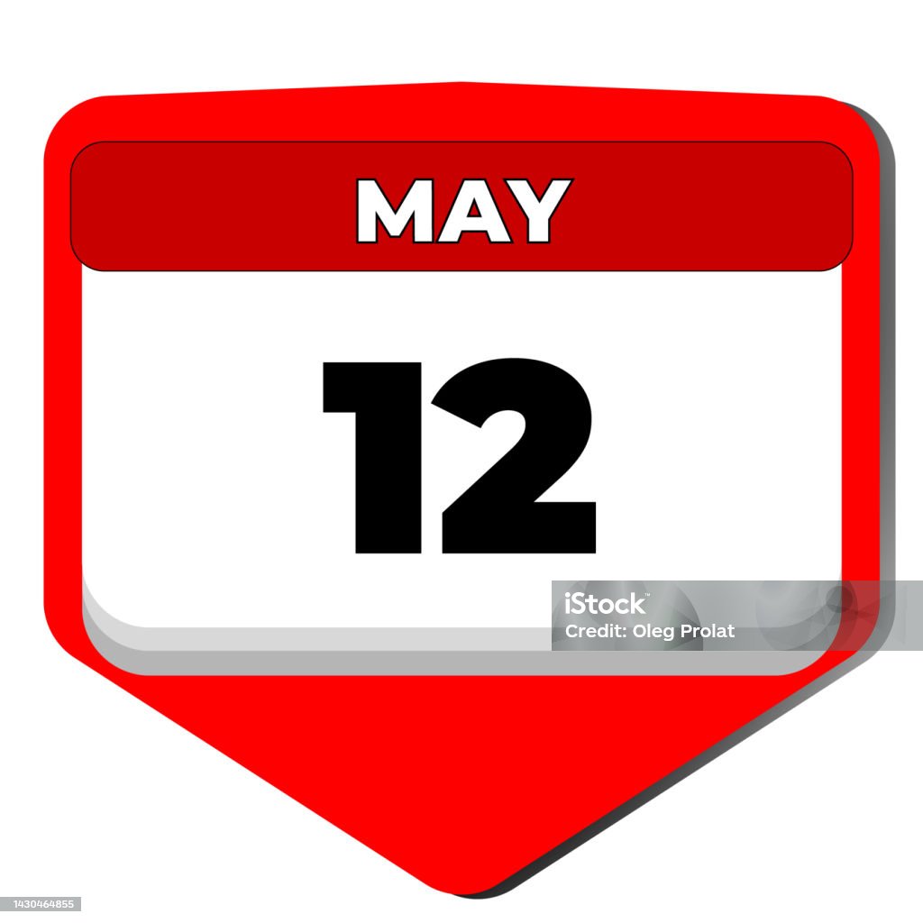 12 maggio icona vettoriale giorno del calendario. 12 data di maggio. Dodicesimo giorno di maggio. 12 ° numero di data. Calendario di 12 giorni. Dodici date. Consapevolezza mondiale della fibromialgia - arte vettoriale royalty-free di 12ª giornata
