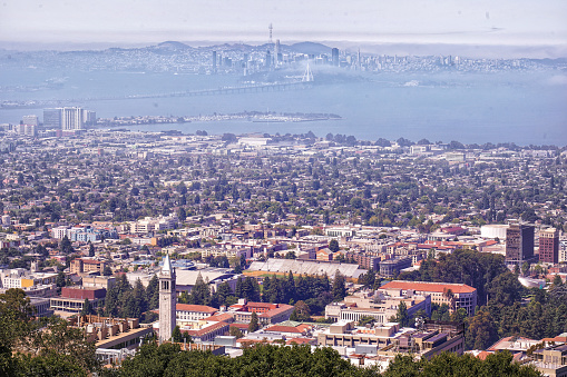A view from Berkeley hill to UC Berkeley campus and San Francisco
