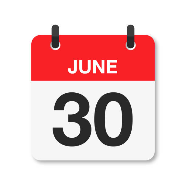 June 30 - Daily Calendar Icon - White Background Daily Calendar Icon, 2022, 2023, 2024, 2025 2024 30 stock illustrations