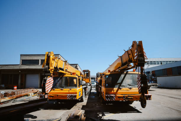 power plant construction site with heavy machinery.