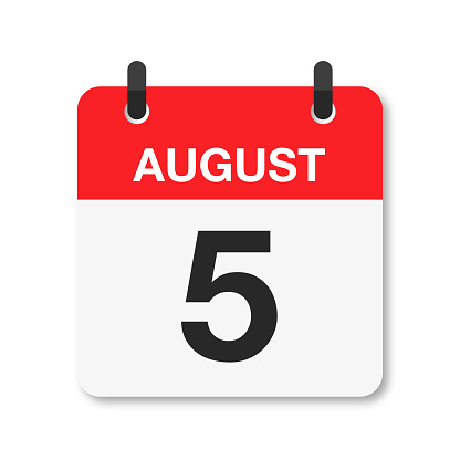 August 5 Daily Calendar Icon White Background Stock Illustration