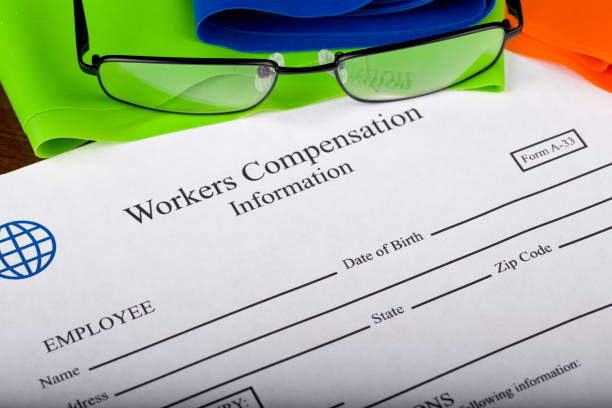 istock Worker Compensation Form with glasses and Resistance Bands 1430478786