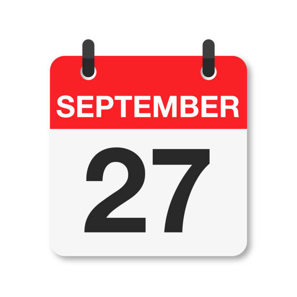 September 27 - Daily Calendar Icon - White Background Daily Calendar Icon, 2022, 2023, 2024, 2025 number 27 stock illustrations