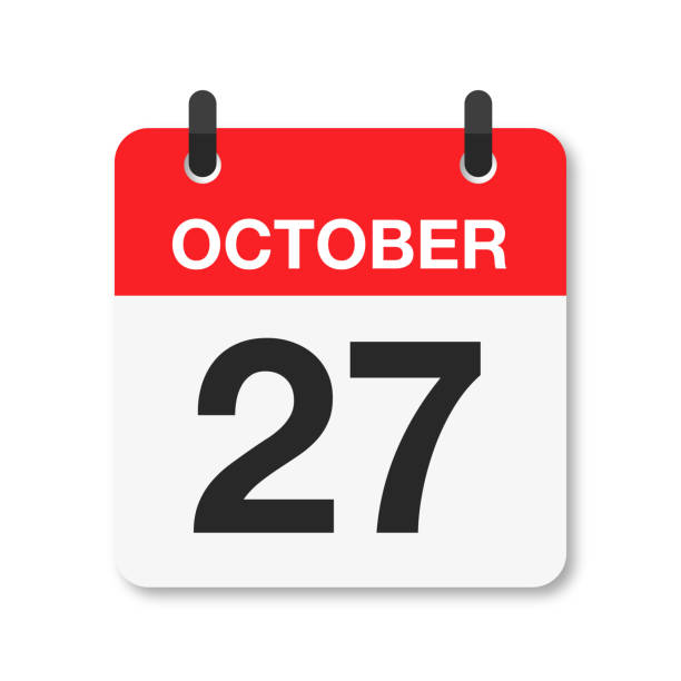 October 27 - Daily Calendar Icon - White Background Daily Calendar Icon, 2022, 2023, 2024, 2025 number 27 stock illustrations