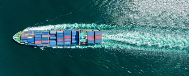 istock Cargo container Ship, cargo maritime ship with contrail in the ocean ship carrying container and running for export  concept technology freight shipping sea freight by Express Ship 1430508759