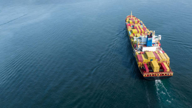 istock Stern of large cargo ship import export container box on the ocean sea on blue sky back ground concept transportation logistic and service to customer and supply change 1430508817