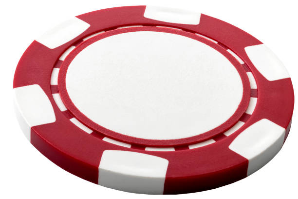 istock Blank red generic casino chip isolated on white background with clipping path cutout and copy space concept for gambling, winning bet and risky gamble 1430509171