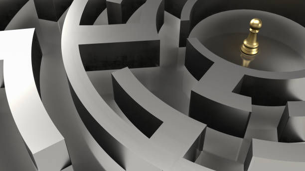 istock The gold chess in maze for business concept 3d rendering 1430514634