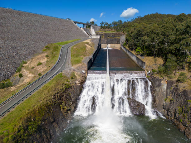 istock Spillway overflowing at large dam 1430515182