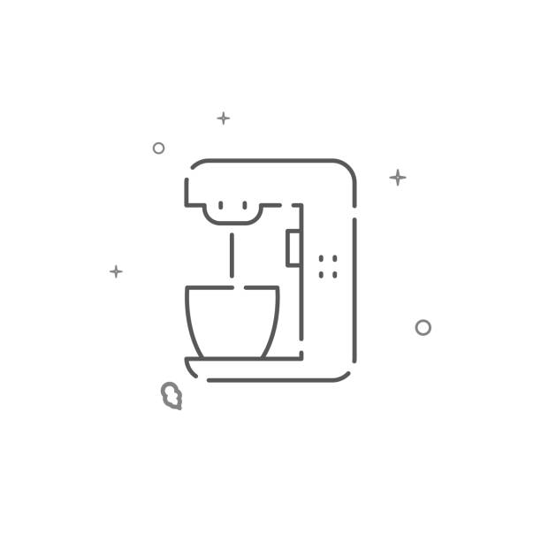 Coffee machine simple vector line icon. Symbol, pictogram, sign isolated on white background. Editable stroke Coffee machine, food processor simple vector line icon. Symbol, pictogram, sign isolated on white background. Editable stroke. Adjust line weight. luxury coffee machine stock illustrations