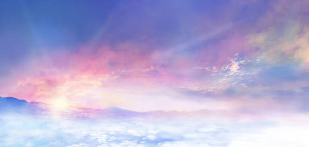 日の出の空と雲海風景イラスト - dawn cloud cloudscape sunrise点のイラスト素材／クリップアート素材／マンガ素材／アイコン素材