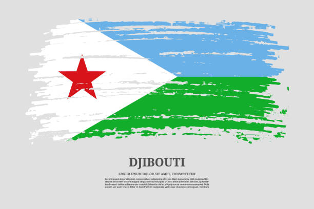 Djibouti flag with brush stroke effect and information text poster, vector Djibouti flag with brush stroke effect and information text poster, vector background flag of djibouti stock illustrations