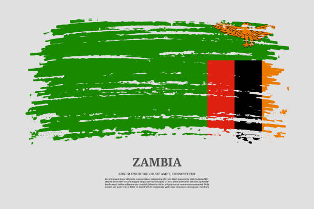 Zambia flag with brush stroke effect and information text poster, vector Zambia flag with brush stroke effect and information text poster, vector background zambia flag stock illustrations
