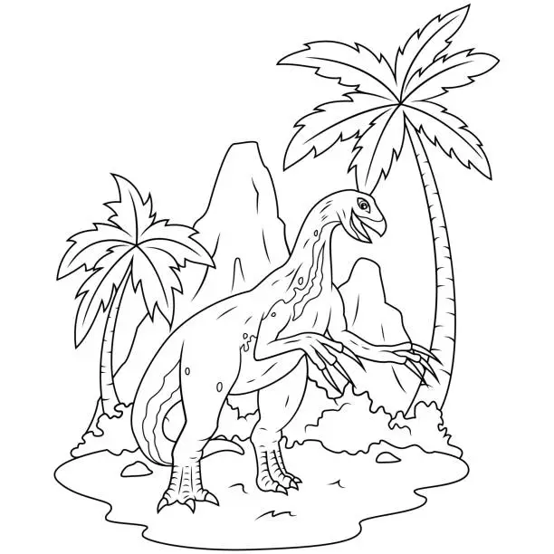 Vector illustration of hand drawn of Therizinosaurus
