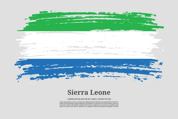 Vector illustration of Sierra Leone flag with brush stroke effect and information text poster, vector