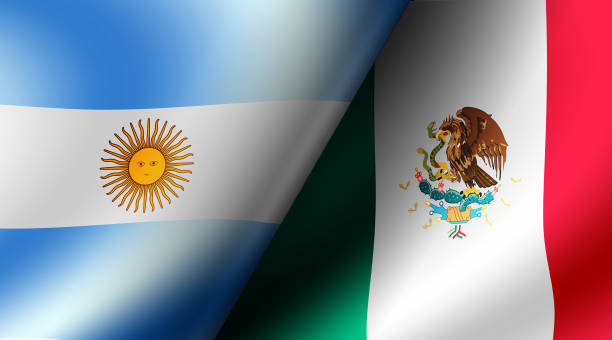 футбол 2022 | карточки матчей группового этапа ( аргентина - мексика ) - argentina mexico stock illustrations