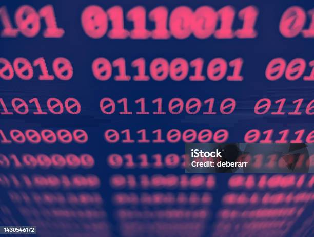 Closeup View Of Binary Computer Code With 1s And 0s Displayed On A ...