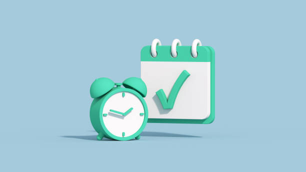 istock Clock and checkmark in calendar 3D render illustration 1430550422