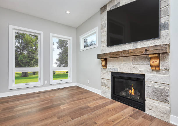 istock Gas fireplace in modern house 1430554928