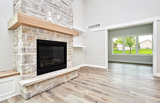 Gas fireplace in unfurnished house