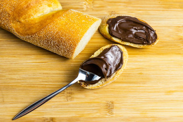 istock Slices of bread with chocolate cream and nuts 1430555596