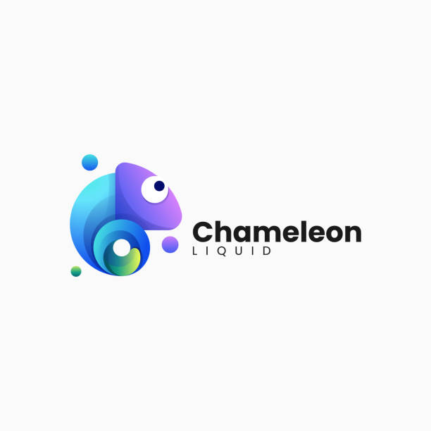 Vector Illustration Chameleon Gradient Colorful Style. Vector  Illustration Chameleon Gradient Colorful Style. chameleon icon stock illustrations