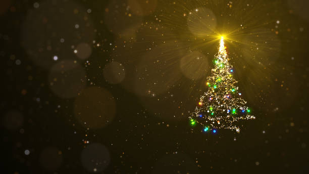istock Gold christmas magic tree and shiny lights with copy space for holiday greeting card 1430556942