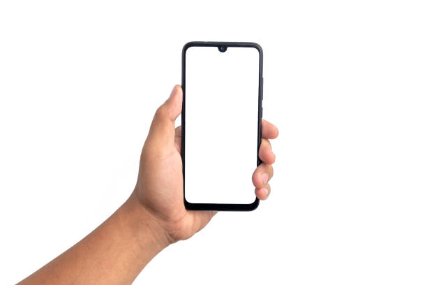 istock man hand holding smartphone on white background 1430560441