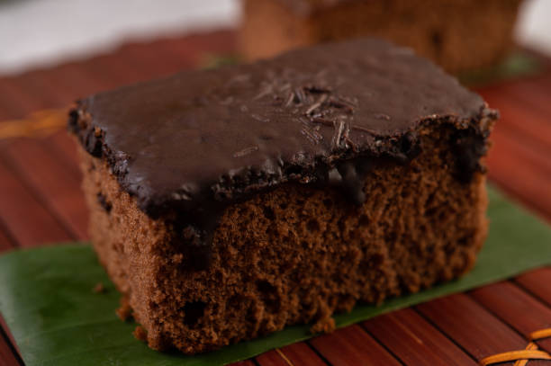 istock Chocolate cake on banana leaves. 1430563957
