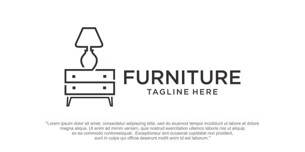 ilustrações de stock, clip art, desenhos animados e ícones de minimalist furniture logo design vector - hotel room bed silhouette lamp