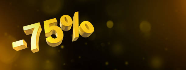 istock 75% off discount offer. 3D illustration isolated on black. Horizontal banner 1430571014