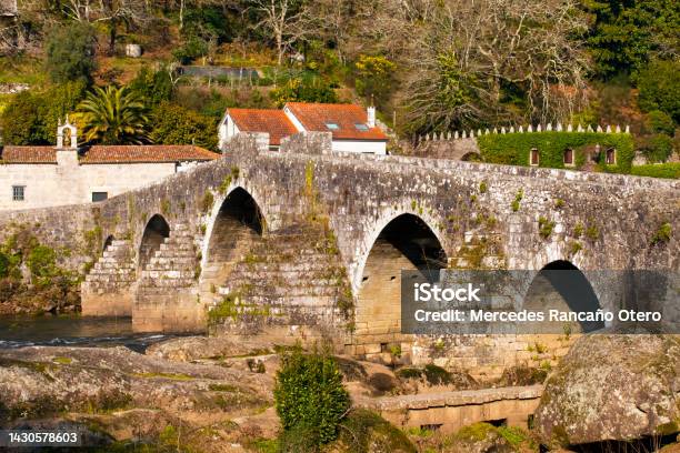 Ponte Maceira Bridge And Village A Coruña Province Galicia Spain Stock Photo - Download Image Now