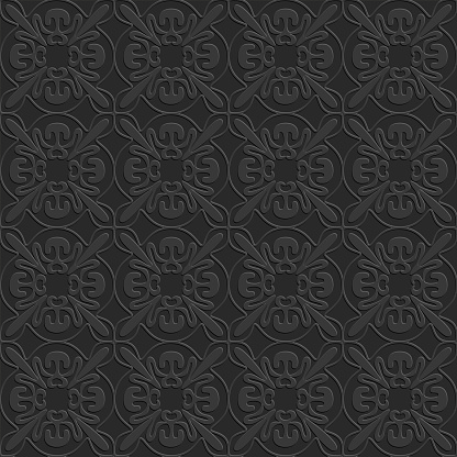 Arabic style seamless pattern, arabesque ornate black monochrome pattern