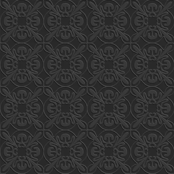 Vector illustration of Arabic style seamless pattern, arabesque ornate black monochrome pattern, vector realistic illustration for design