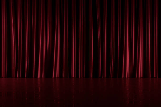 Theater lights spotlights and smoke over the stage, texture background for design.