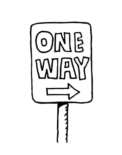 Vector illustration of Pencil drawing One way sign illustration