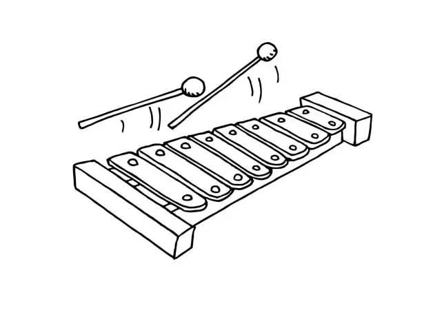 Vector illustration of Xylophone sketch illustration