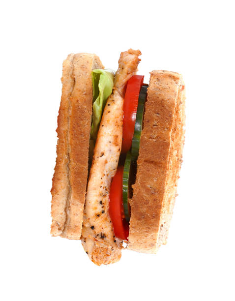 istock Sandwich with bacon and vegetables on white background 1430595940