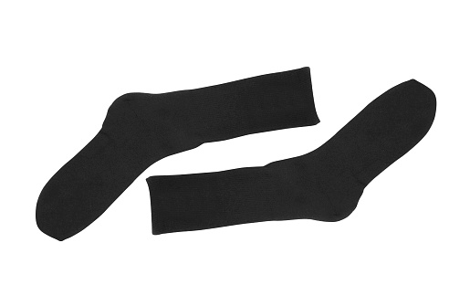 Black socks close-up on a white background