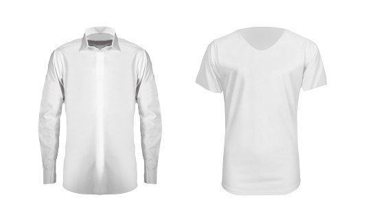 white shirt with long sleeves isolated on white background