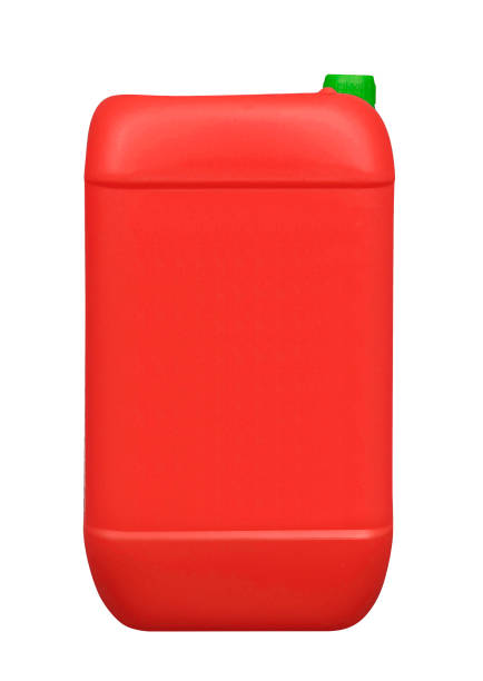 istock Red plastic gallon, jerry can isolated on a white background 1430603261