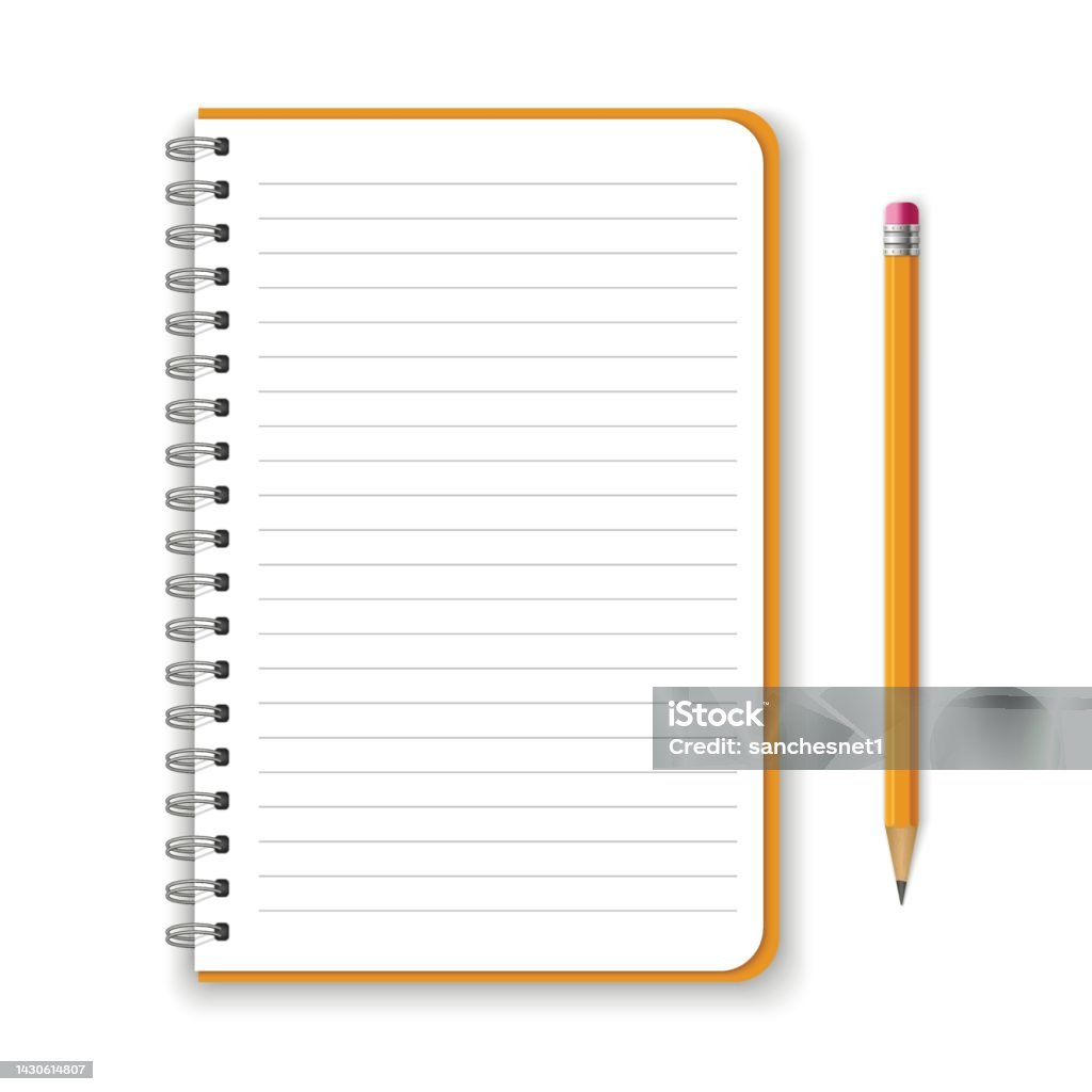 Notebook Rounded Notebook And Pencil Stock Illustration - Download Image Now - Paper ...