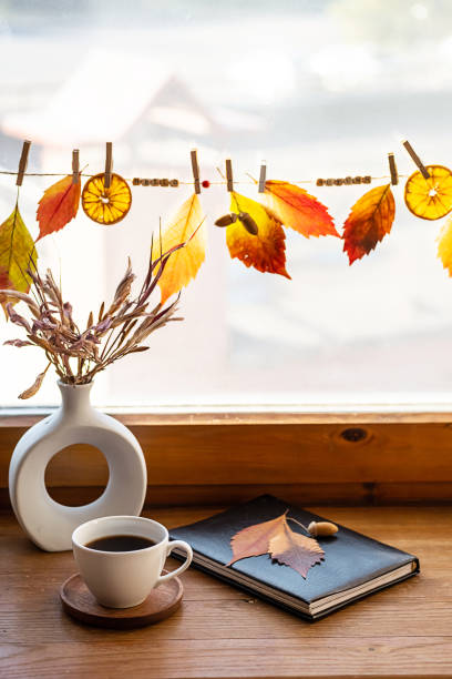 istock Autumn aesthetic still life on windowsill. Fall home decorating. 1430616166