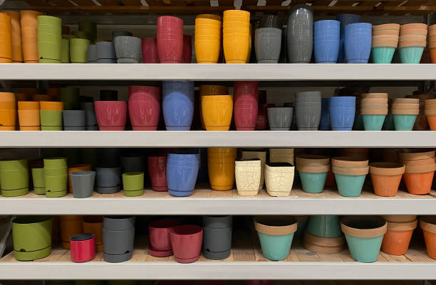 istock flower pots on the market shelf 1430618212