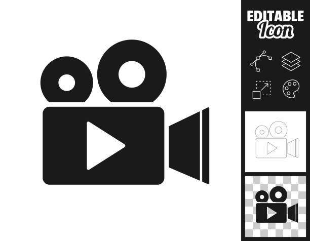 stockillustraties, clipart, cartoons en iconen met video camera. icon for design. easily editable - camera