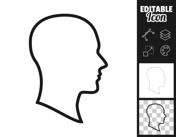 ilustrações de stock, clip art, desenhos animados e ícones de head profile. icon for design. easily editable - profile men young adult human head