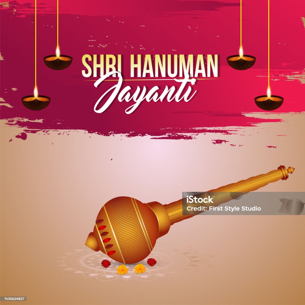 Hanuman Jayanti Celebration Greeting Card And Lord Hanuman Weapon ...