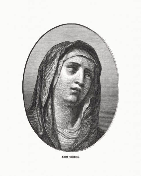 istock Mater Dolorosa, painted by Guido Reni, wood engraving, published in 1894 1430625412